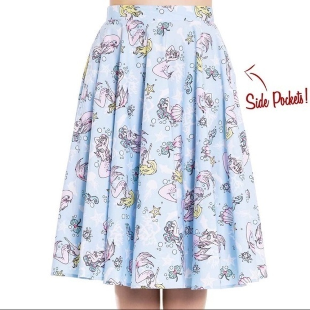 Hell Bunny Blue Mermaid Pinup Skirt Small